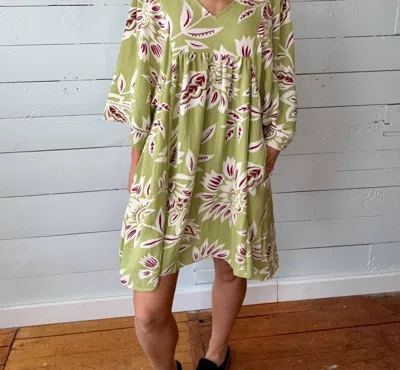 Easel Marletta Floral Print Dress In Green