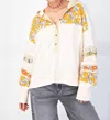 Easel Marley Pullover Hooded Top In Sweet Cream In Multi