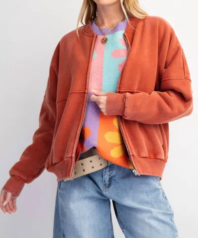 Easel Mineral Bomber Jacket In Rust