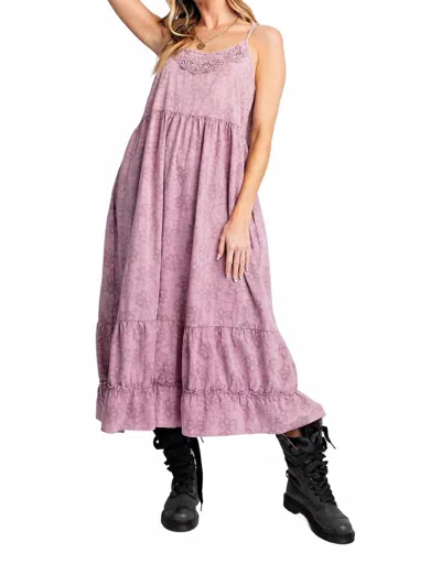 Easel Mineral Wash Maxi Dress In Taro In Pink