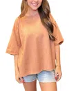 Easel Mineral Wash Short Sleeve Tee In Rust In Orange