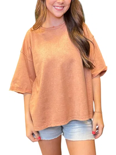 Easel Mineral Wash Short Sleeve Tee In Rust In Orange