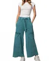 Easel Mineral Washed Brushed Hacci Joggers In Teal Green In Green