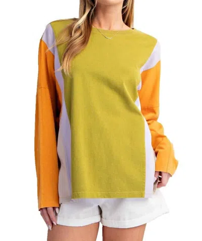 Easel Mineral Washed Cotton Pullover Sweater In Green Tea In Multi