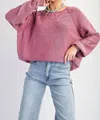 Easel Mineral Washed Sweater In Orchid In Pink