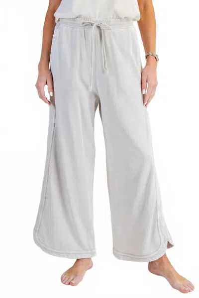 Easel Mineral Washed Terry Knit Pants In Ecru In Multi