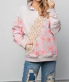 Easel Mix Print Terry Pullover Hoodie In Eggshell In Gray