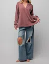 Easel Not Interested Pullover In Mauve In Multi
