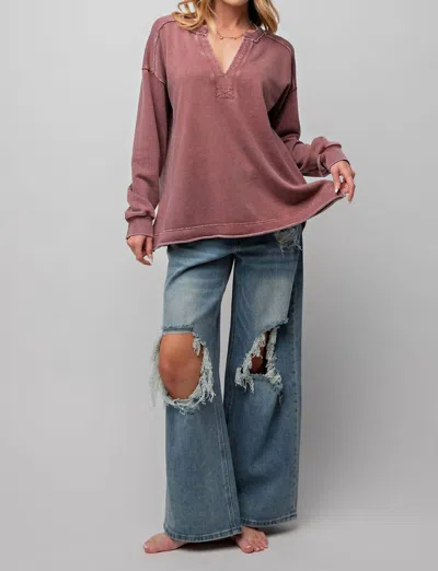 Easel Not Interested Pullover In Mauve In Multi