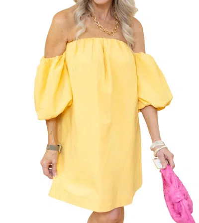 Easel Off Shoulder Mini Dress In Lemon Bar