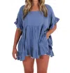 Easel On My Terms Tunic Top In Denim In Blue