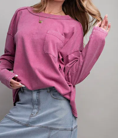 Easel Orchid Mineral Washed Top In Pink