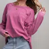 EASEL ORCHID MINERAL WASHED TOP IN PINK
