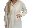 Easel Oversized Mini Stripe Button Down Shirt In Khaki In Green