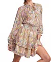 Easel Paisley Chiffon Ruffle Dress In Multicolor In Pink