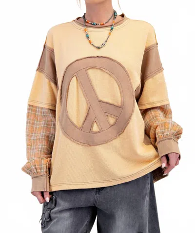 Easel Patch Peace Sweatshirt In Cantaloupe In Red