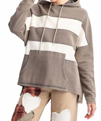 Easel Patched Up Hoodie In Ash Navy In Multi