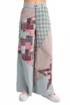 Easel Patchwork Mix N Match Washed Pants In Multi In Multi