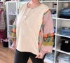 Easel Patchwork Top In Oat Grey