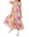 Easel Patchwork Wide Leg Jumpsuit In Pink Multii