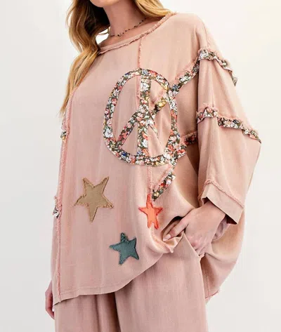 Easel Peace Out Top In Pink