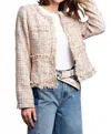 Easel Pearl Tweed Jacket In Beige In Pink
