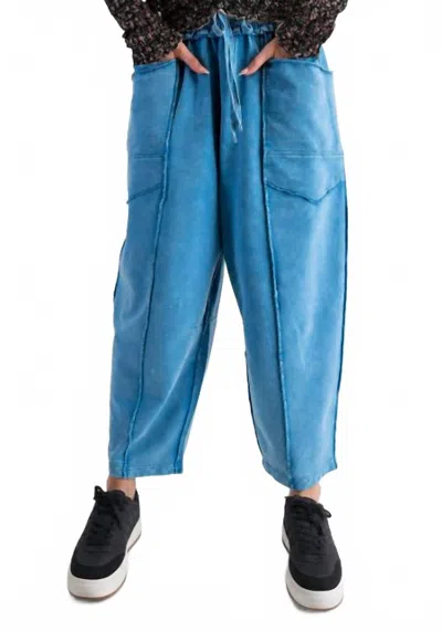 Easel Phoenix Mineral Washed Barrel Pants In Day Blue
