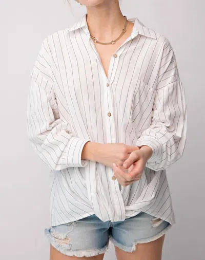 Easel Pin Stripe Knot Top In White