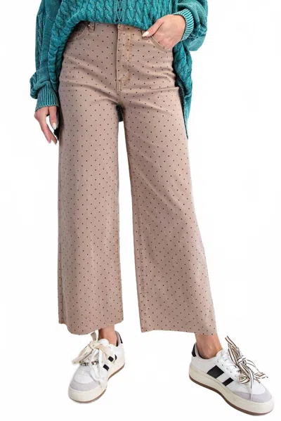 Easel Polka Dot Relaxed Wide-leg Jeans In Tan In Neutral