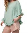 Easel Pom Pom Swing Top In Sage In Green