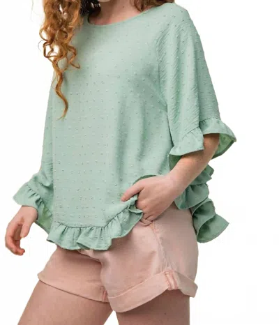 Easel Pom Pom Swing Top In Sage In Green