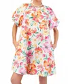 Easel Poppy Poplin Floral Mini Dress In Multi In Multi