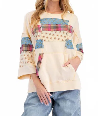 Easel Print Mix Mineral Washed Hoodie Pullover In Honeydew In Metallic