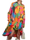 Easel Print Shirt Dress In Orange Green In Multi