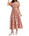 Easel Printed Peach Blossom Maxi Dress In Fuzzy Peach In Multi