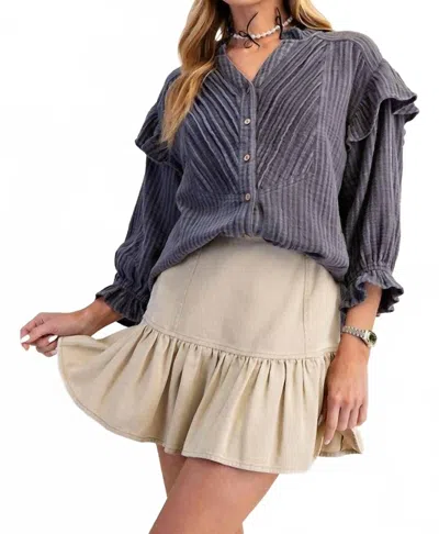 Easel Rebecca Cotton Gauze Top In Indigo In Blue