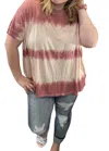 Easel Relaxed Fit Wave Washed Tunic In Mauve In Multi