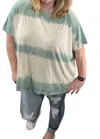 Easel Relaxed Fit Wave Washed Tunic In Sage In Multi