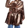 Easel Retro Faux Leather Trench Coat In Metallic Bronze In Multi