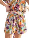 Easel Retro Vibe Print Drawstring Shorts In Multi Color In Multi