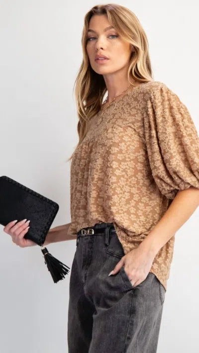 Easel Rowan Babydoll Swing Top In Beige In Neutral