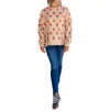 Easel Sally Flower Printed Crewneck Sweater In Beige In Neutral