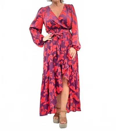 Easel Samantha Maxi Dress In Eggplant In Red