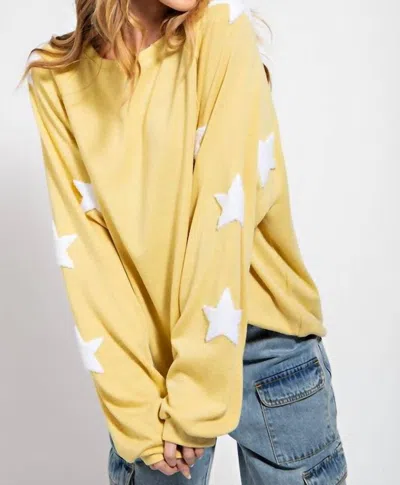 Easel Sarah Star Sweatshirt In Mustard Yellow In Multi
