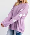 Easel Sarah Star Sweatshirt In Purple In Purple
