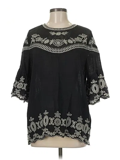 Pre-owned Easel Short Sleeve Blouse In Black