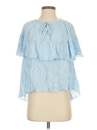Pre-owned Easel Short Sleeve Blouse In Blue