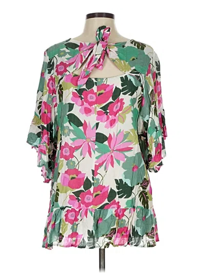 Pre-owned Easel Short Sleeve Blouse In Green