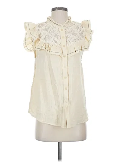 Pre-owned Easel Short Sleeve Blouse In White