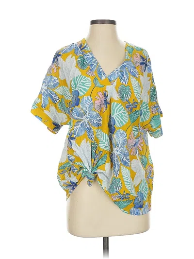 Pre-owned Easel Short Sleeve Blouse In Yellow